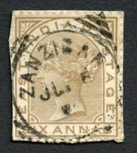 Zanzibar SGZ45 India 6a (clipped perf) Pmk Z4 Cat 100 pounds