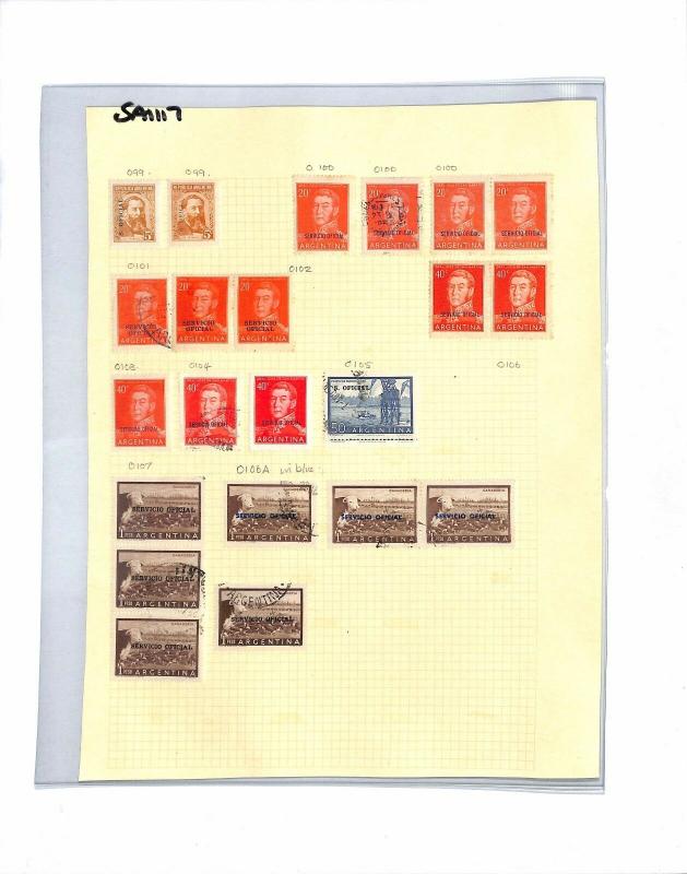 SA1117 ARGENTINA Official Overprint Original Album page from oldtime collection 