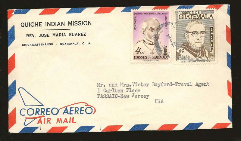 Guatemala C316 & C342 on Postmarked 1963 Airmail Cover Used