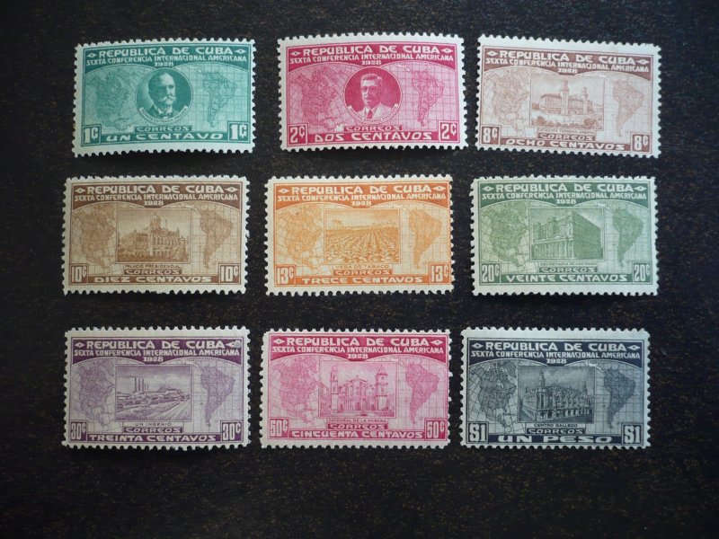 Stamps - Cuba - Scott# 284-285,287-293 - Mint Hinged Partial Set of 9 Stamps