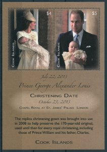 Cook Islands 2014 MNH Prince George Christening 2v M/S Royalty Stamps