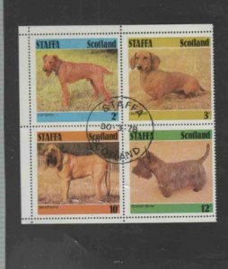 STAFFA 1978 DOGS BLOCK OF 4 MINT VF NH O.G CTO (ST5)