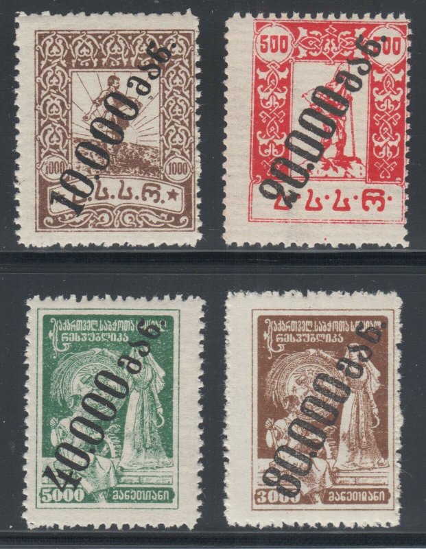 Georgia Sc 43, 45, 46, 47, MNH. 1923 Litho surcharges, 4 different, fresh