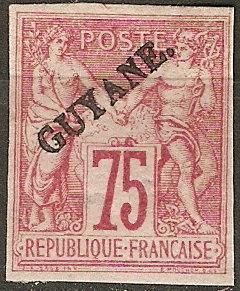 French Guiana 16 Y&T 14 MH F/VF App 1892 SCV $180.00