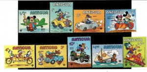 Antigua 1980 - Disney Transportation - Set of 9 Stamps - Scott 562-70 MNH