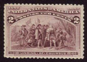 US # 231 SCV $35.00  2c Columbian, mint never hinged, well centered and fresh...