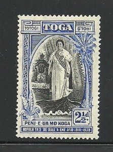 Album Treasures Tonga Scott # 72 2 1/2p Queen Salote Mint Lightweight with Hinge-