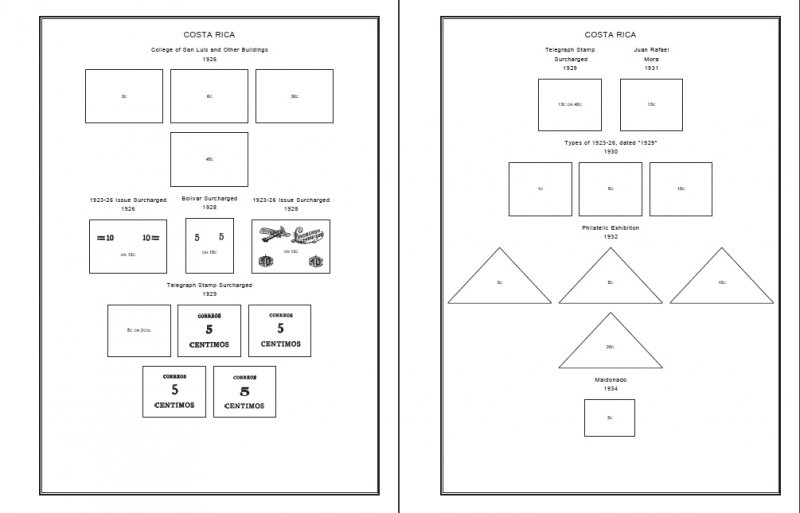 PRINTED COSTA RICA 1863-2010 STAMP ALBUM PAGES (207 pages)