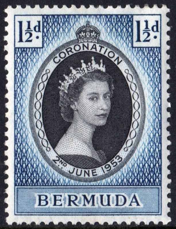 Bermuda SC#142 1½d Coronation of Queen Elizabeth II (1953) MH