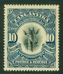 SG 87 Tanganyika 1922-24. 10/- deep blue. Fine mounted mint CAT £275