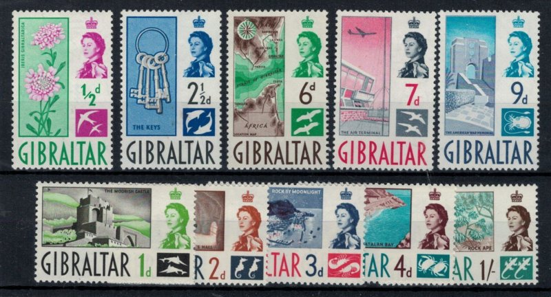 Gibraltar 1960 SG160-169 QEII Pictorials - Short Set - MLH