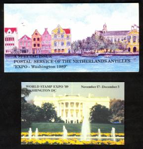 NETHERLANDS ANTILLES 1989 WORLD EXPO Washington DC SS Sc 619 in Folder +Info Sht