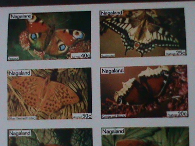 NAGALAND- BEAUTIFUL LOVELY BUTTERFLIES- IMPERF-MNH-SHEET-VERY FINE-EST $12