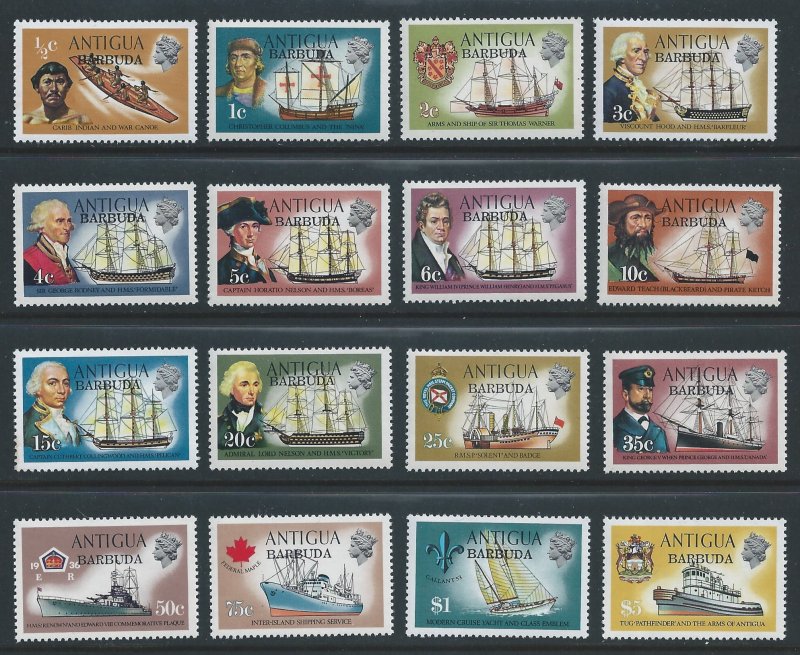 Barbuda #113-27,129 NH Ship Defins Ovpt. Barbuda (Missing 128)