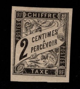 French Colonies Scott J2 MH* Imperforate postage due stamp