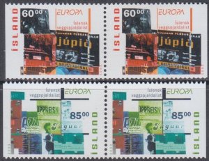 ICELAND Sc #993-4a CPL MNH SET of 2 in COIL PAIRS  from BOOKLET -  EUROPA 2003