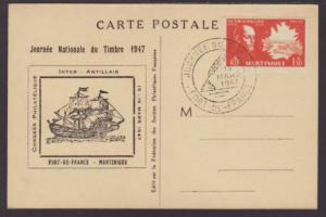 Martinique Philatelic,Ship 1947 Postcard Cover