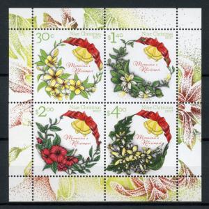 Niue 2017 MNH Christmas Wreaths Bells Flowers Plants 4v M/S Seasonal Stamps 