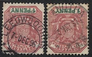 TRANSVAAL South Africa 1895 Sc 154  1d x  Used VF, Diff. postmarks/cancels