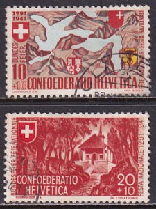 Switzerland 1941 Sc B110-11 Lake Lucerne Tell Chapel at Chemin Creux Stamp Used