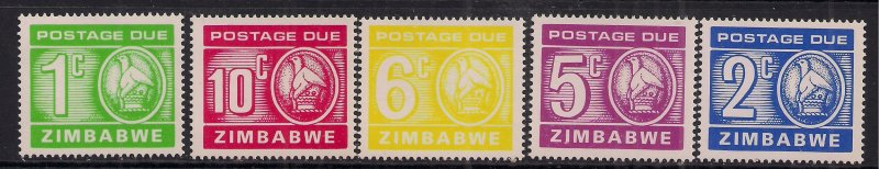 Zimbabwe 1980 QE2 1ct to 10ct Postage Dues Umm SG 23 - 27 ( T89 )