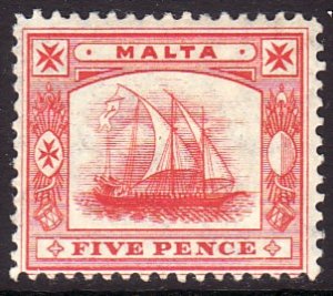 1904 Malta KEVII era Ancient Galley  Wmk 3 MMHH Sc# 42 CV $45.00