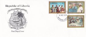 Liberia # 817-819, President Jimmy Carteers Visit, First Day Cover