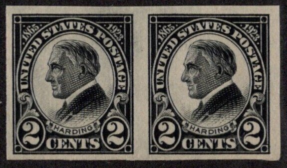 USA SC #611 MNH PR 1923 2c Harding imperf CV $20.00