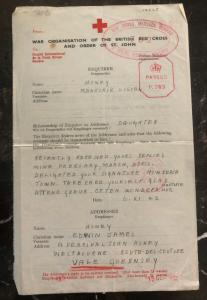 1942 England To Guernsey Channel Island British Prisoner Letter Cover POW Redcro