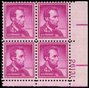 US #1036a LINCOLN MNH LR PLATE BLOCK #26131