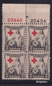 BOBPLATES US #702 Red Cross Top Plate Block F20434 20445 F-VF MNH SCV=$3.25