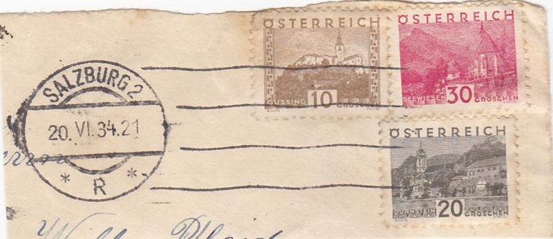 Austria #340, 343, & 347 used on a piece