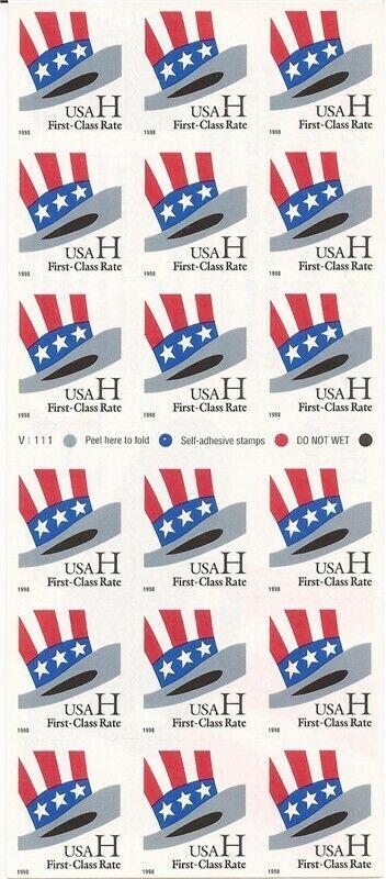 US Stamp - 1998 H Rate Uncle Sam’s Hat - 18 Stamp Booklet #3269a