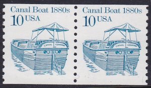 Pair 10c Canal Boat Prephoshospored Shiny Gum US 2257b F-VF , MNH