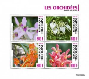 Togo - 2020 Orchid Flowers on Stamps - 4 Stamp Sheet - TG200229a