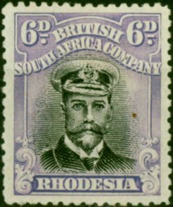 Rhodesia 1922 6d Jet-Black & Lilac SG295 Fine LMM