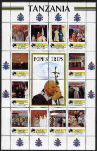 Tanzania 1992 Pope's Visits 1982-83 perf sheet of 16 cont...