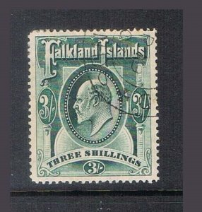 Falkland Islands 1904 KEVII 3s Sc 28 FU