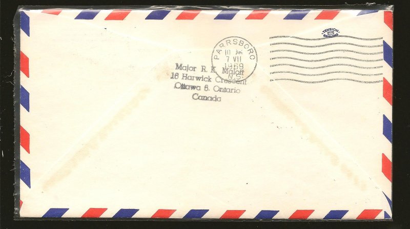 Canada 454 & 487 on 1969 Newfoundland-USA 50th Anniversary First Flight Cover