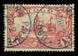 German Colonies - TOGO 1900 Kaiser's YACHT 1m red Sc# 17 used AGOME PALIME cxl