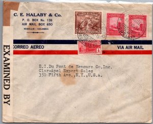 COLOMBIA POSTAL HISTORY WWII AIRMAIL CENSORED COVER ADDR USA CANC YRS'1940-45