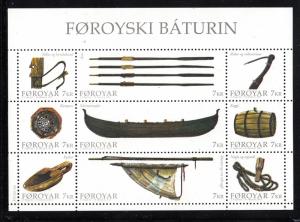 Faroe Islands 2013 MNH Sc #599 Souvenir sheet of 9 The Faroese Boat