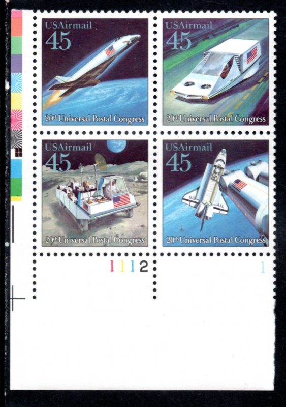 US Scott #C125 PB of 4 20th Universal Postal Congress #1112_1 LL, NH