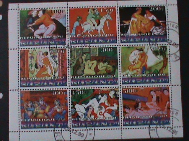 RURUNDA-1999-FAMOUS NUDE ARTS PAINTING-CTO FULL SHEET-VF-1ST DAY FANCY CANCEL