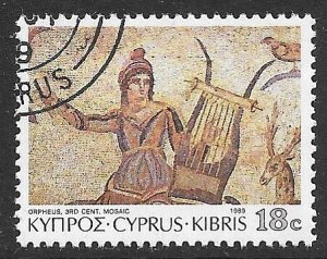 CYPRUS 1989 18c OPHEUS PLAYING LYRE MOSAIC Pictorial Issue Sc 745 VFU