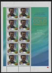 AUSTRALIA, 1875, MNH, SHEET OF 10,2000,  AUSTRALIAN GOLD MEDALISTS 2000 OLYMPICS