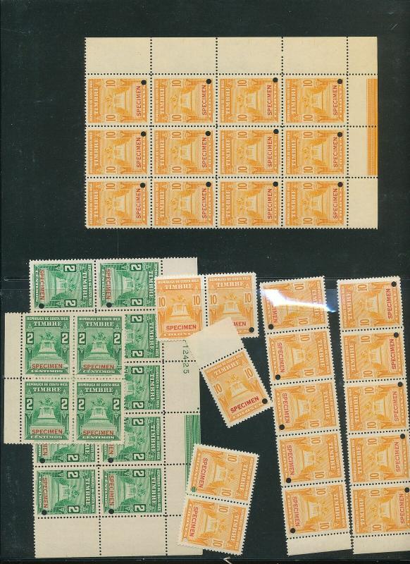 Costa Rica Specimens MNH Blocks (90 Stamps) (AC 1021