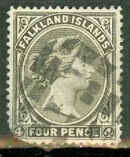 JA: Falkland Islands 8 used corner thin CV $60