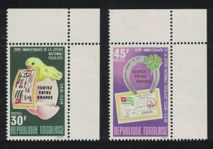 Togo Bird Gorse Shoe National Lottery 2v Corners 1968 MNH SC#654-655 SG#610-611