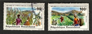 1980 Rwanda Sc #1007 & 1008 / 90F 100F - Farming Workers - Used stamps
